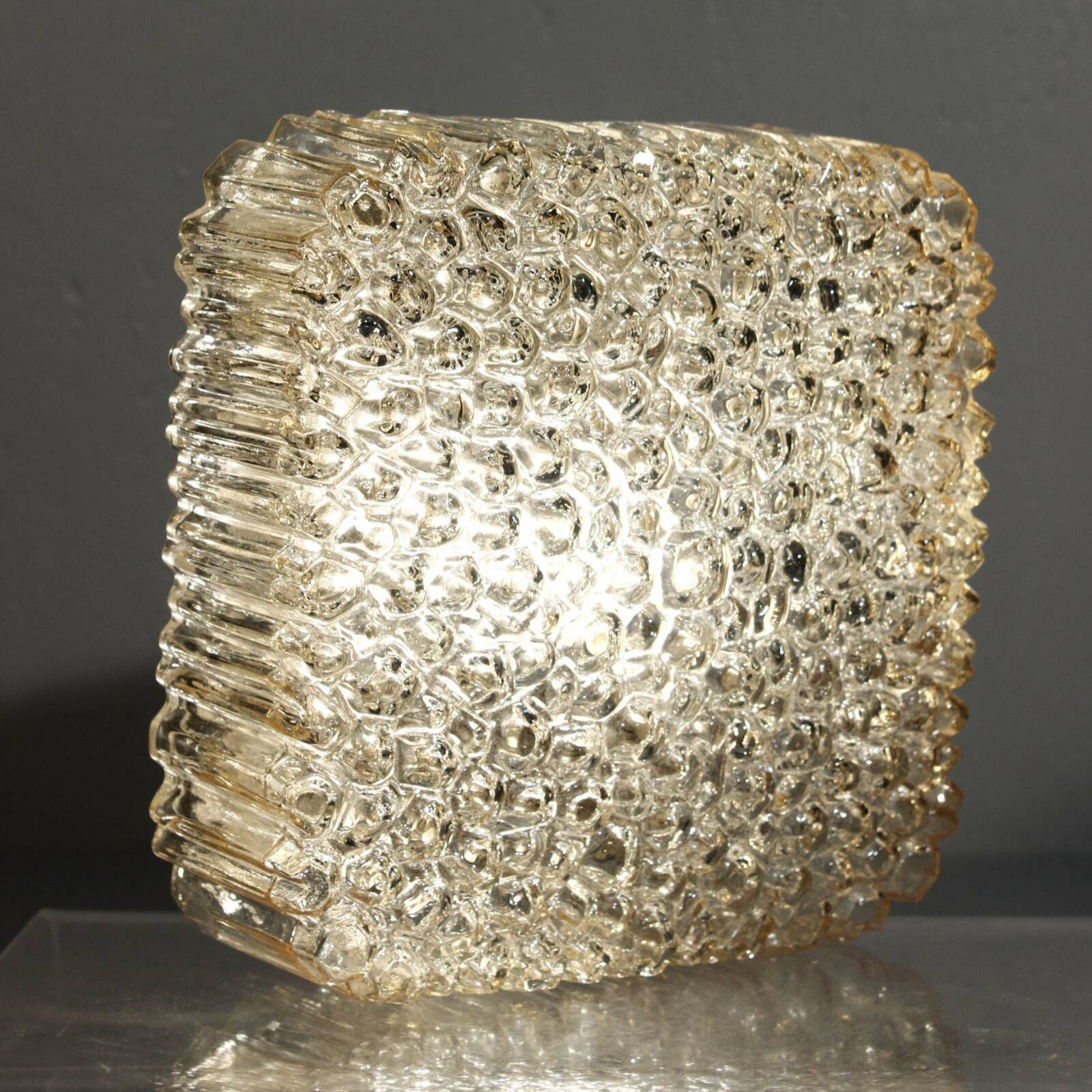 Limburg Glashütte wall lamp textured molded glass Germany 1960s