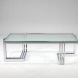 Vintage Coffee Table in Chrome and Glass, 1960s
