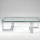 Table basse vintage en chrome et verre, années 1960