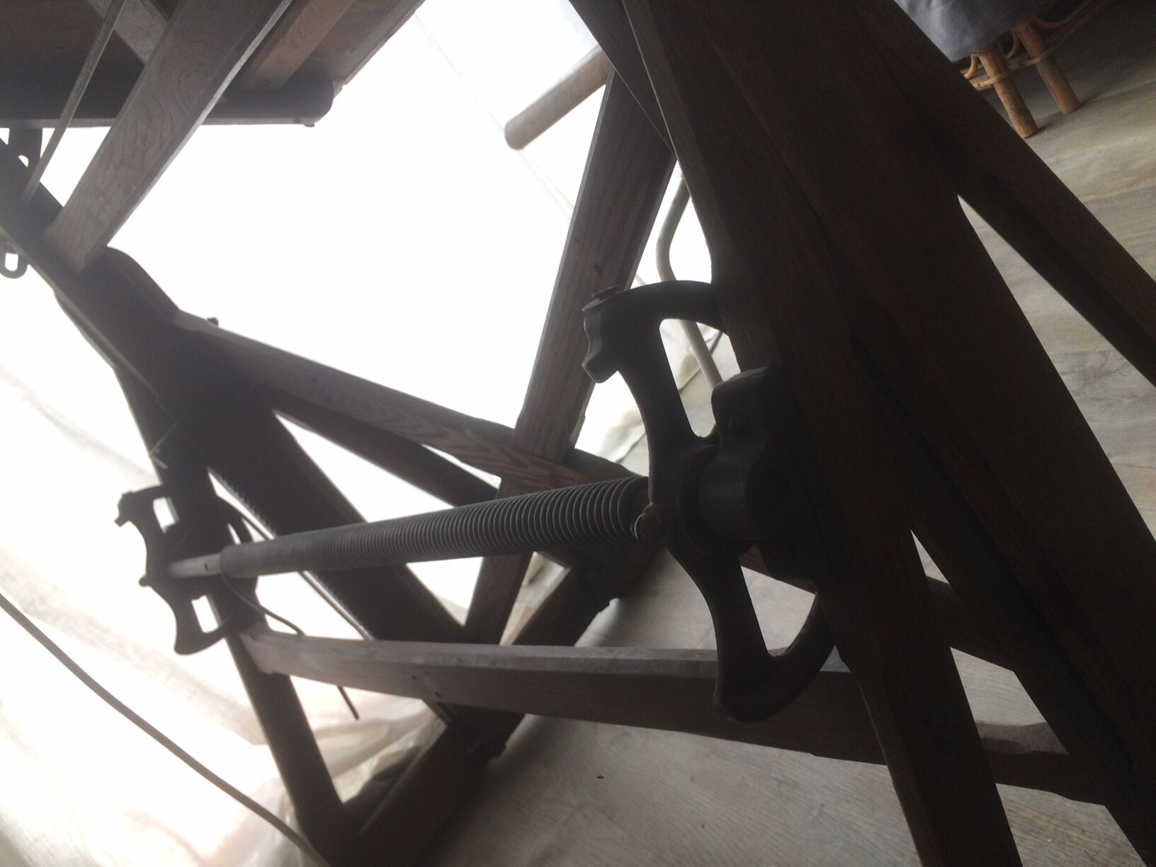Wooden architect's table and metal movable arm 1950