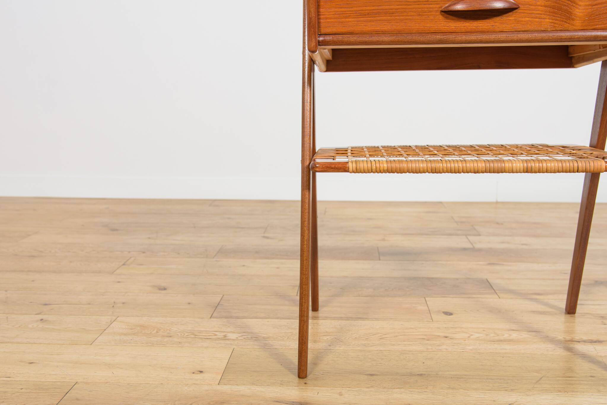 Mid-Century Teak and Rattan Nightstands by Søren Rasmussen, Denmark, 1960s,