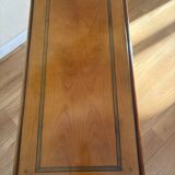 Table basse vintage en bois avec tiroir et tablettes