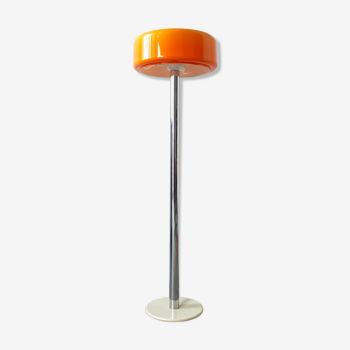 Lampadaire chrome et orange années 1970