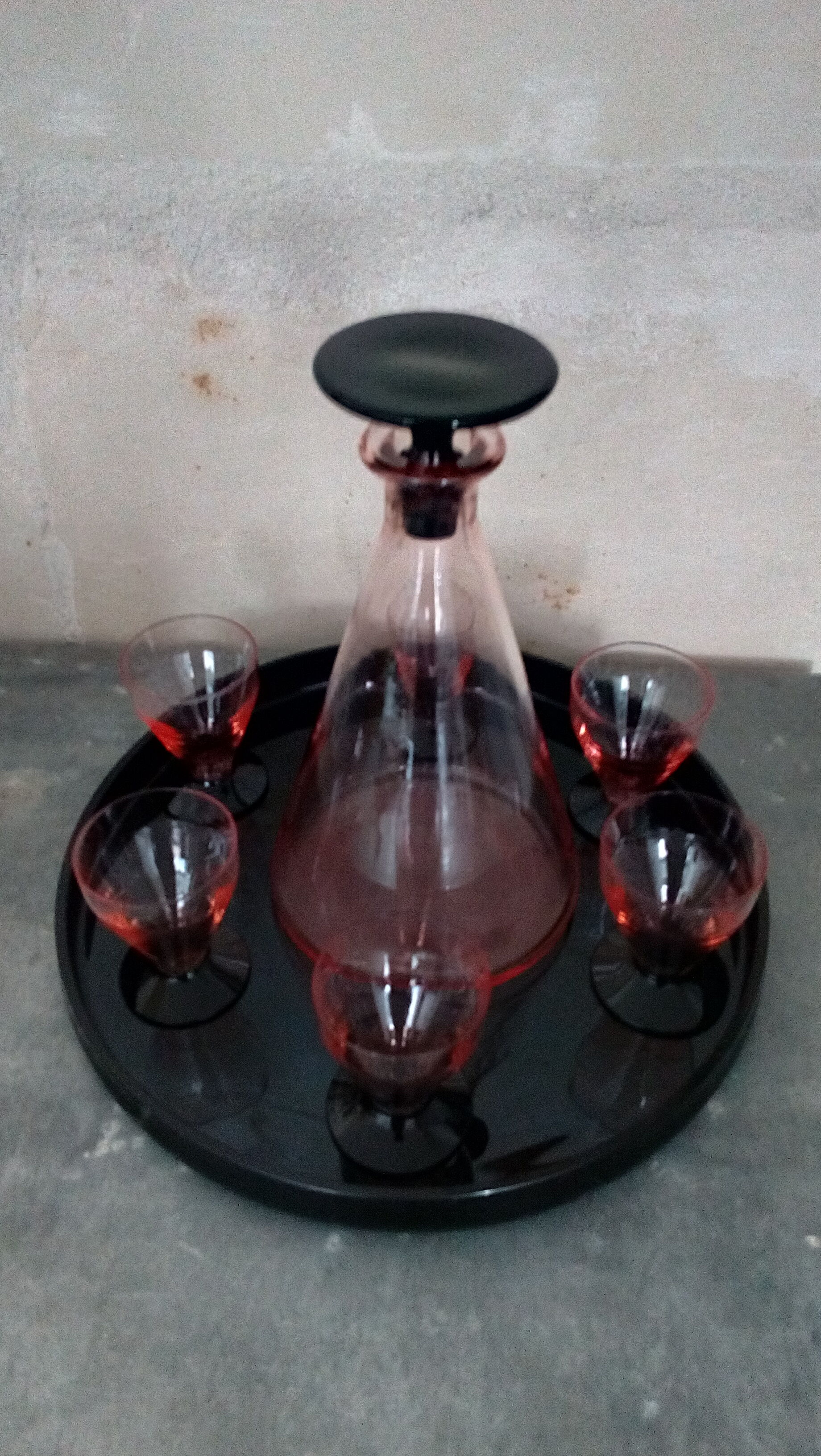 Art Deco port liqueur service tray - glasses