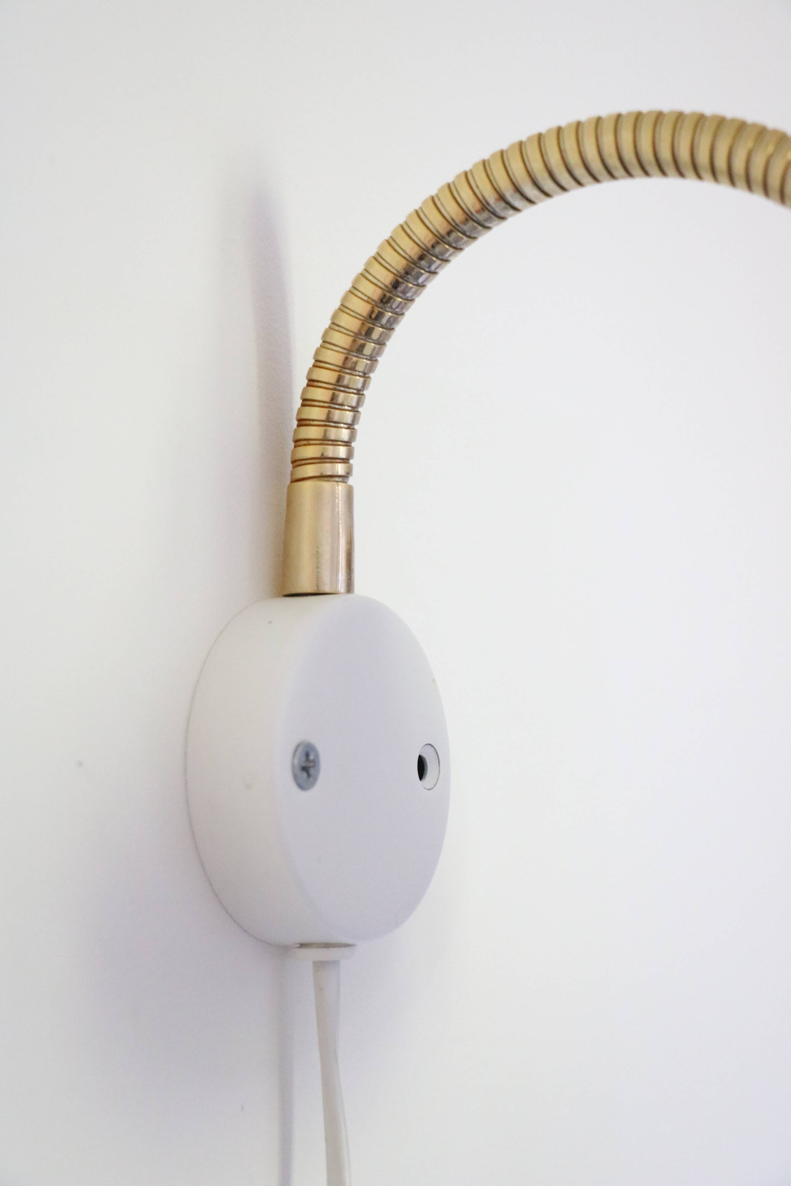 Pair of Scandinavian wall lights, white and gold metal