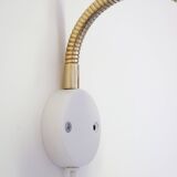 Pair of Scandinavian wall lights, white and gold metal