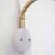 Pair of Scandinavian wall sconces, white and gold metal.