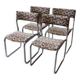 Set of 4 chrome and velvet chairs