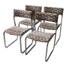 Set of 4 chrome and velvet chairs