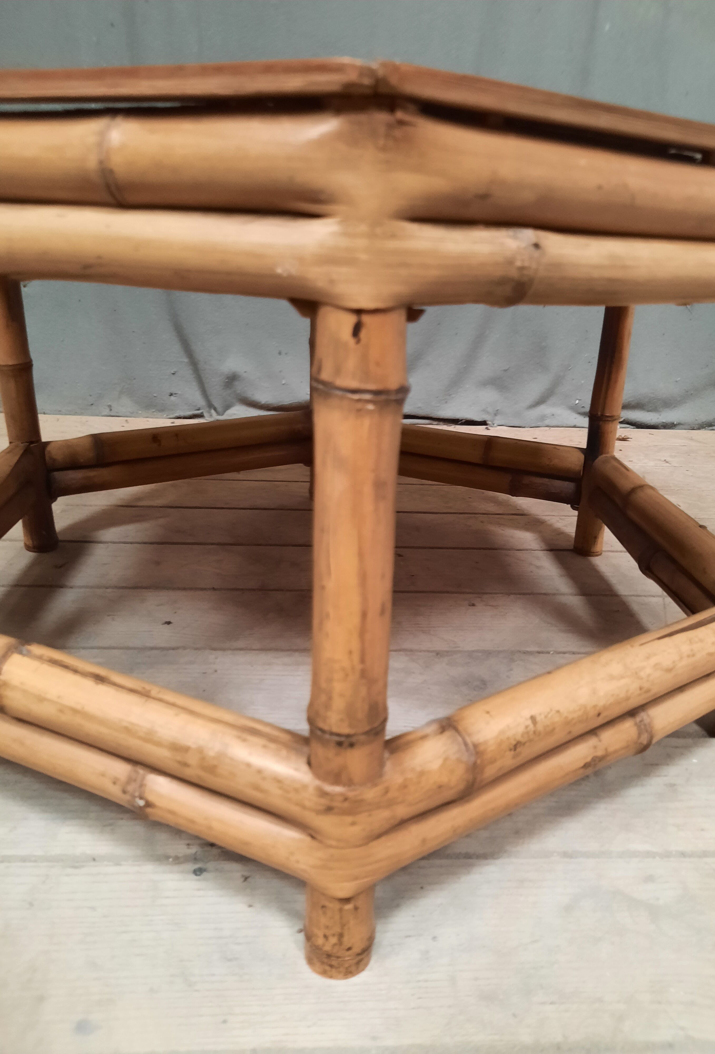 Hexagonal bamboo coffee table
