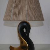 Cracked ceramic and gold lamp foot (signed DA)
