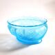 Old oval coupe basket in moulded blue glass, frosted acid, 1900.