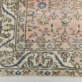 Light Pink & Blue Floral Turkish Vintage Rug, 155x248Cm