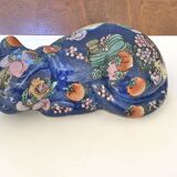 Vintage ceramic cat with fruit decoration
