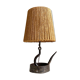 Lampe en fer forgé avec abat jour corde naturelle, vintage