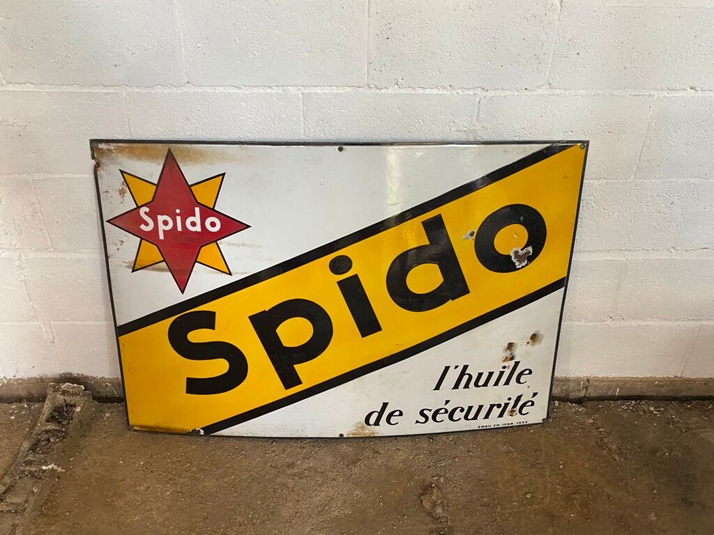 Advertising enamelled plate spido oil 1932
