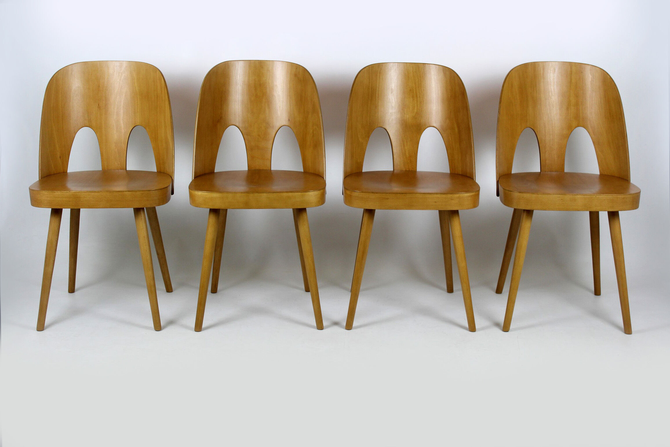 Wooden chairs by oswald haerdtl for ton (thonet), 1960s, set of 4