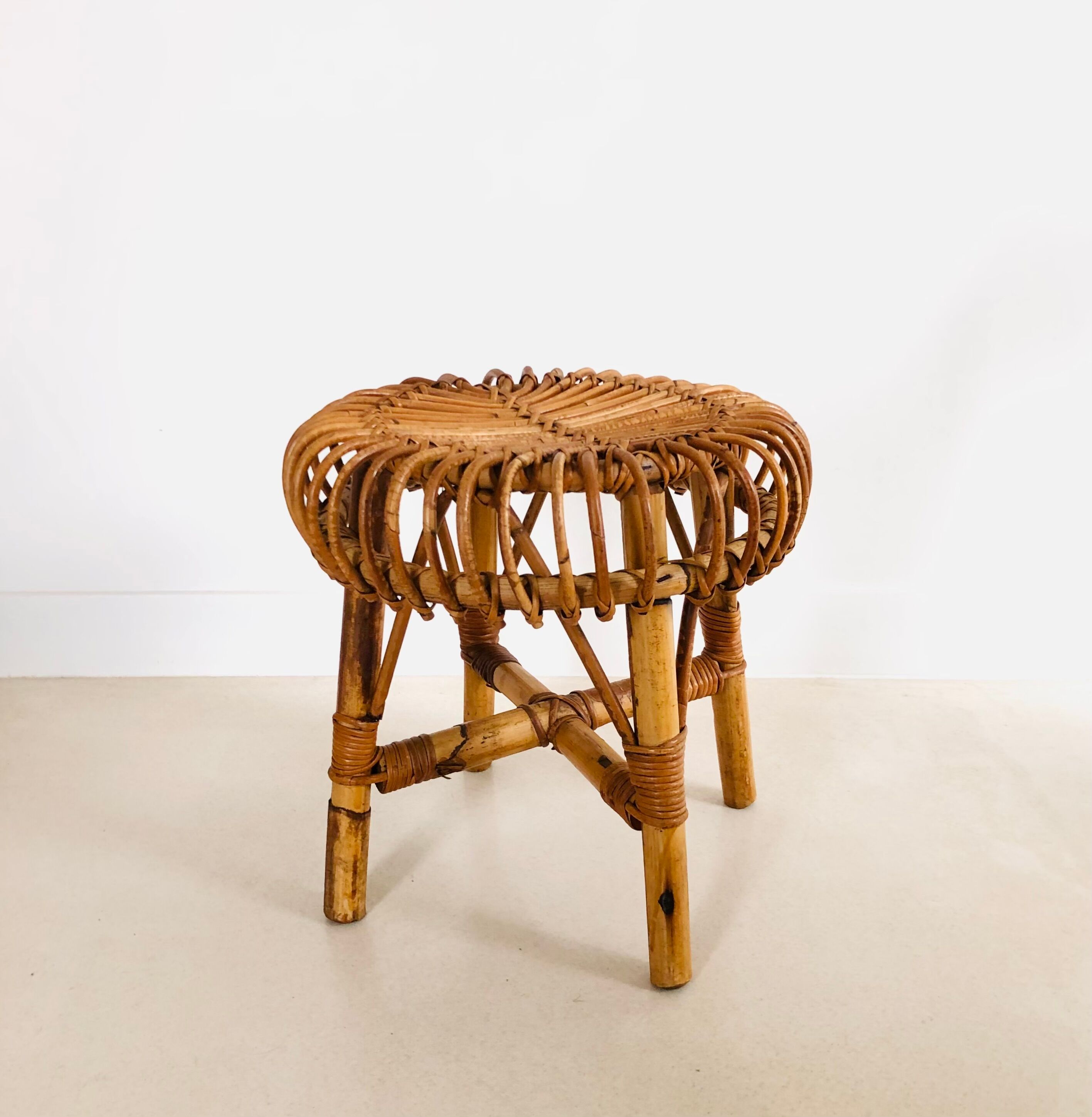 Rattan stool by Franco Albini for Vittorio Bonacina, Italy 60s