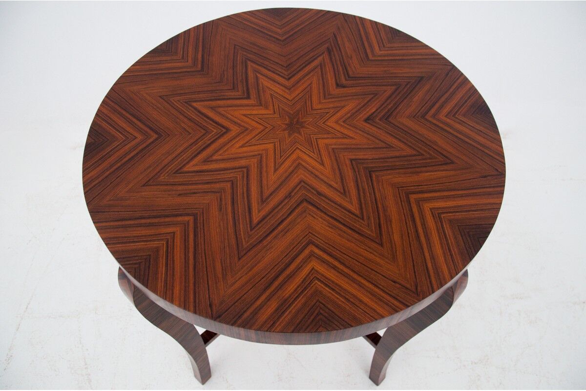 Table basse ronde art déco, pologne, milieu du 20ème siècle
