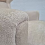 1970s, Danish wingback armchair, original condition, furniture velour, ash wood.