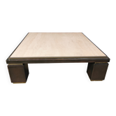 Copper and travertine coffee table by Belgochrom, 1970s