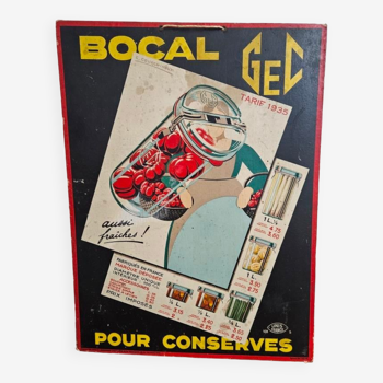 Publicité ancienne : carton bocal gec