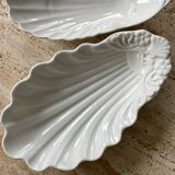 Duo of white earthenware shell bowls