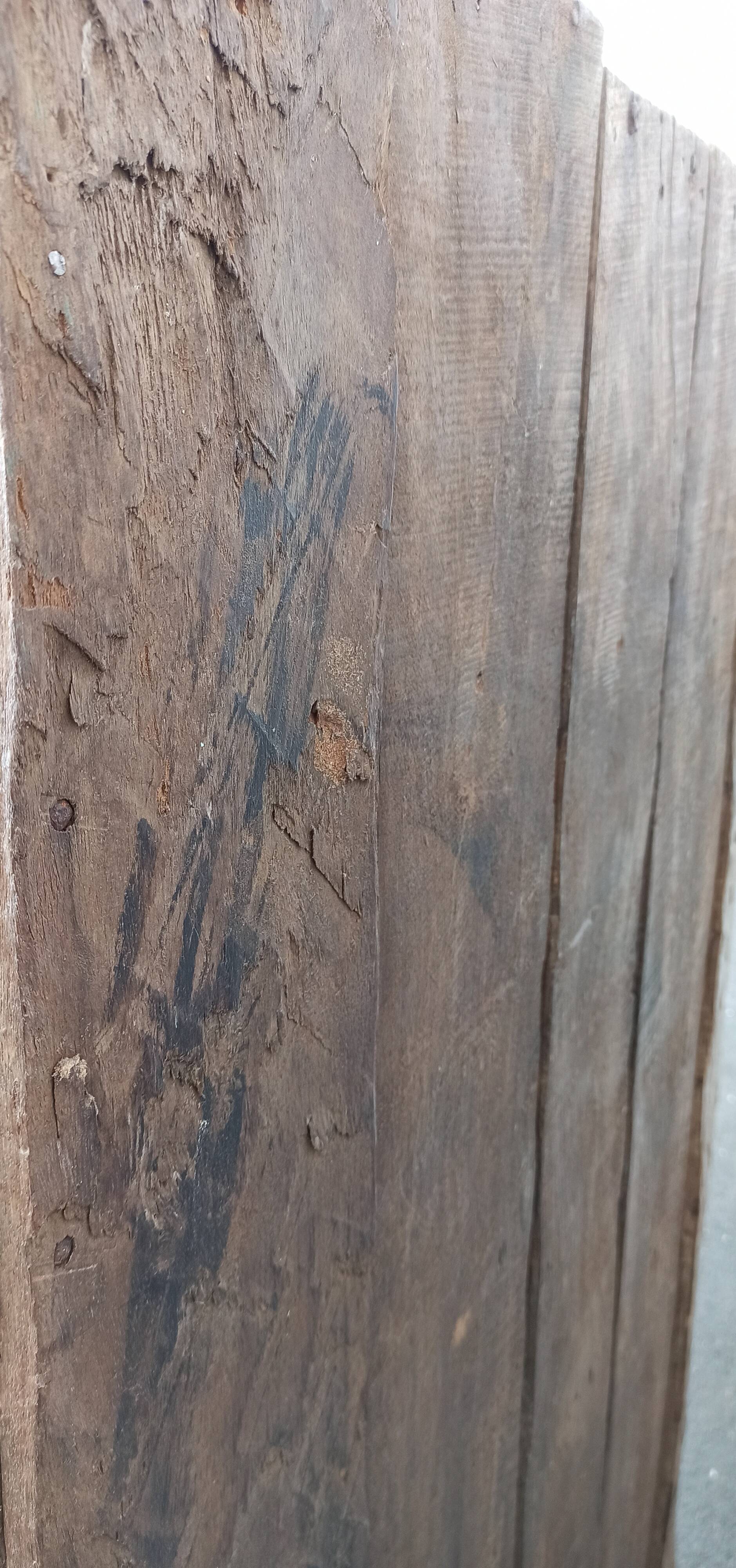 Old built-in wooden wardrobe