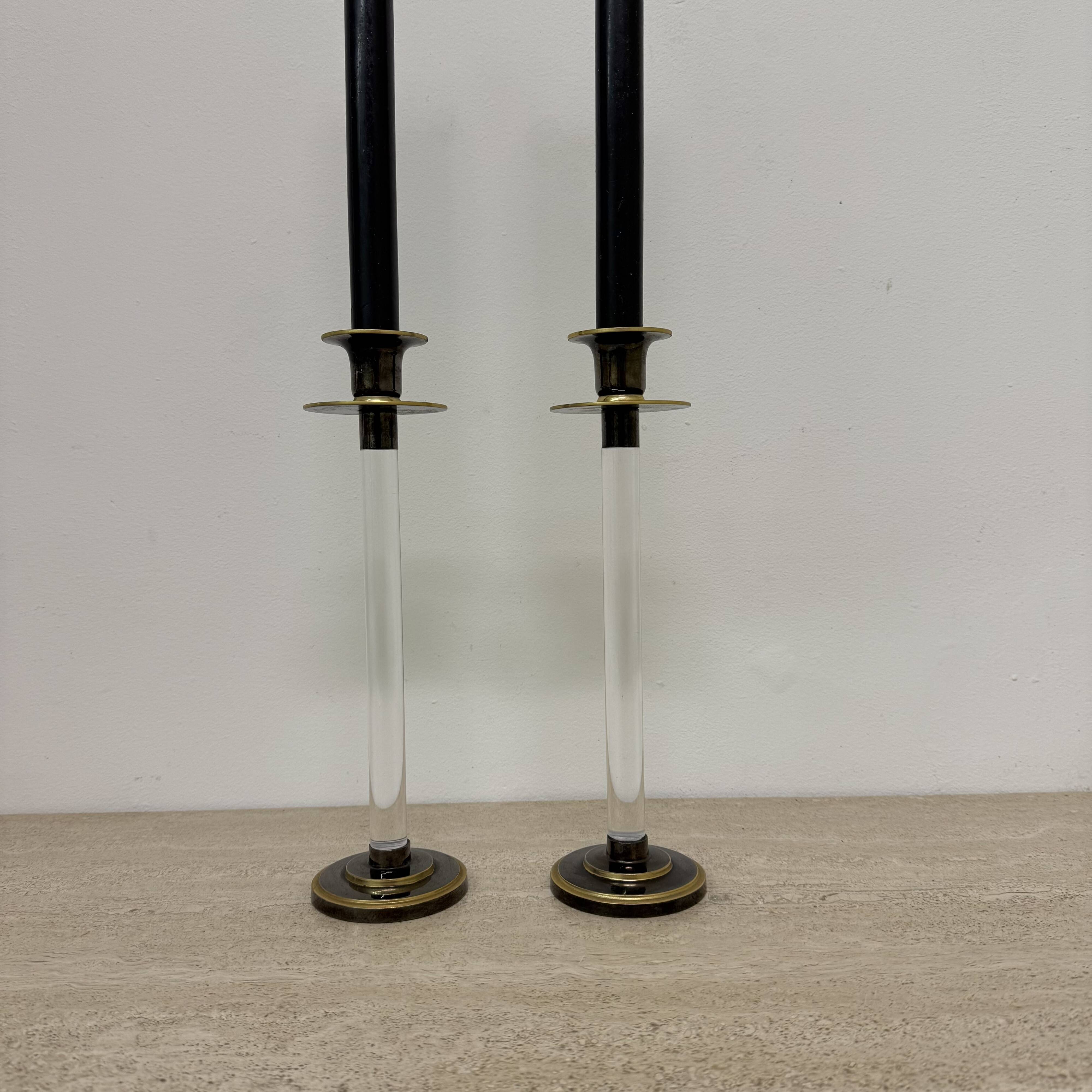 Set of 2 Caravell lucite candle sticks, 1970’s