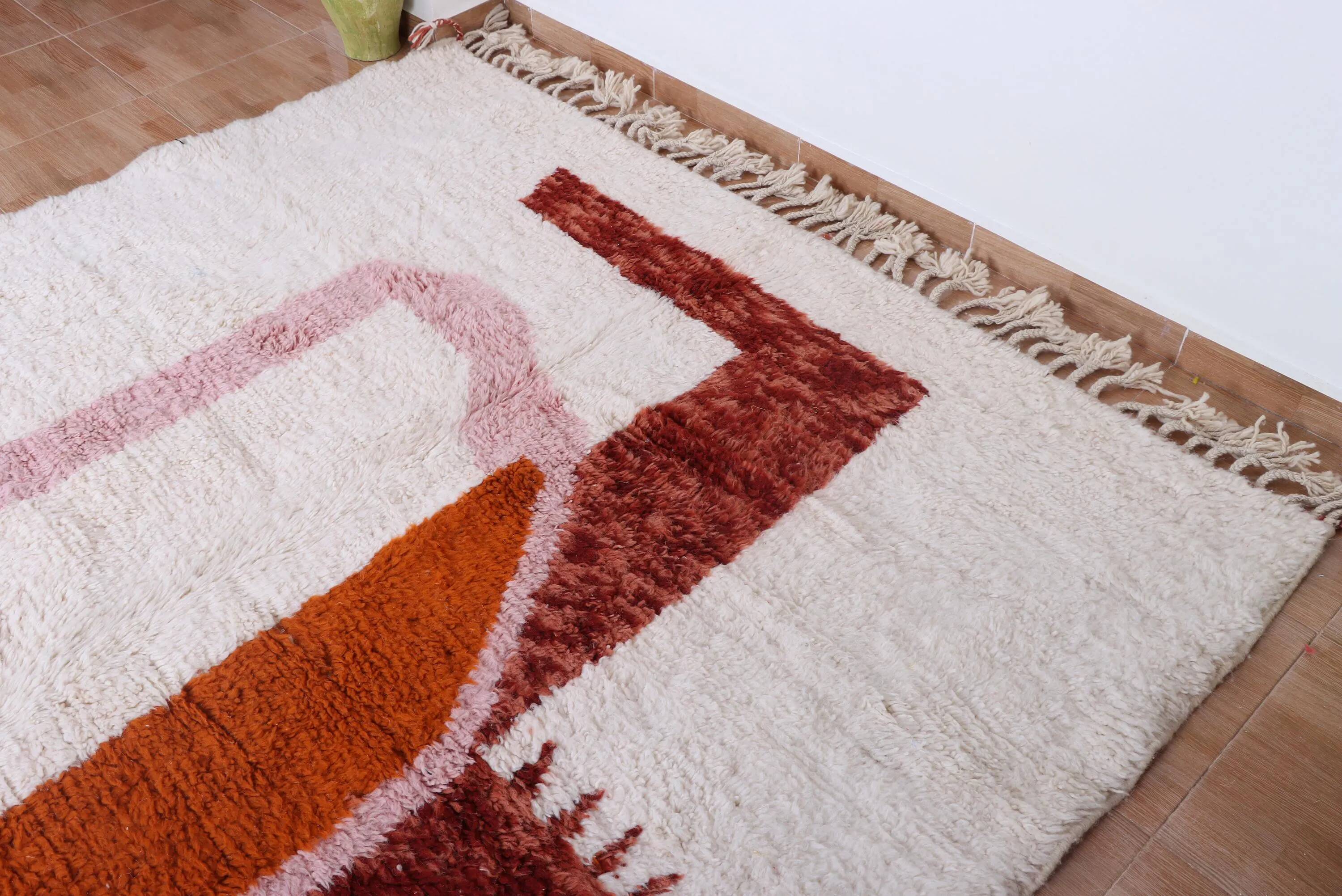 Unique natural wool Moroccan rug 3x2 m