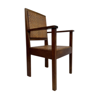 Antique Art Deco Hague School oak chair Netherlands 1930