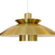 Brushed aluminum pendant light with golden finish, Denmark 1970s