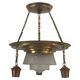 Art Deco ceiling light in copper and glass, 1940s, Germany