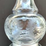 Refined carafe ball shape, pear neck. in finely engraved crystal