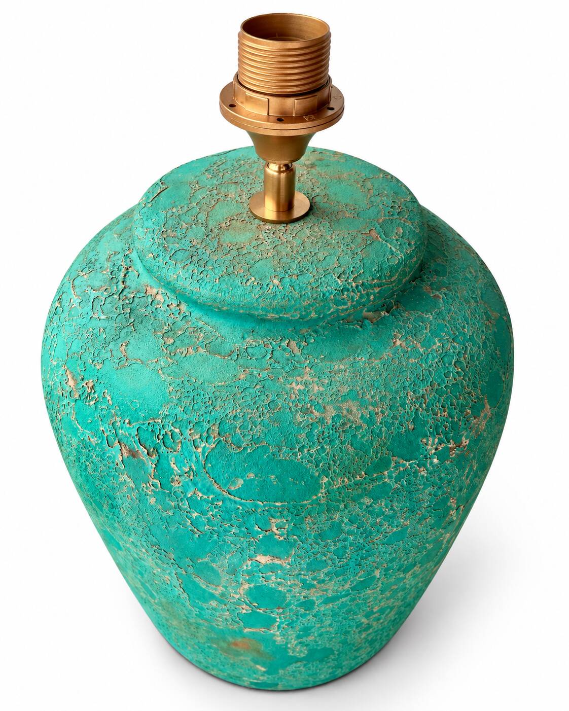 Grande lampe de table en céramique turquoise avec finition craquelée