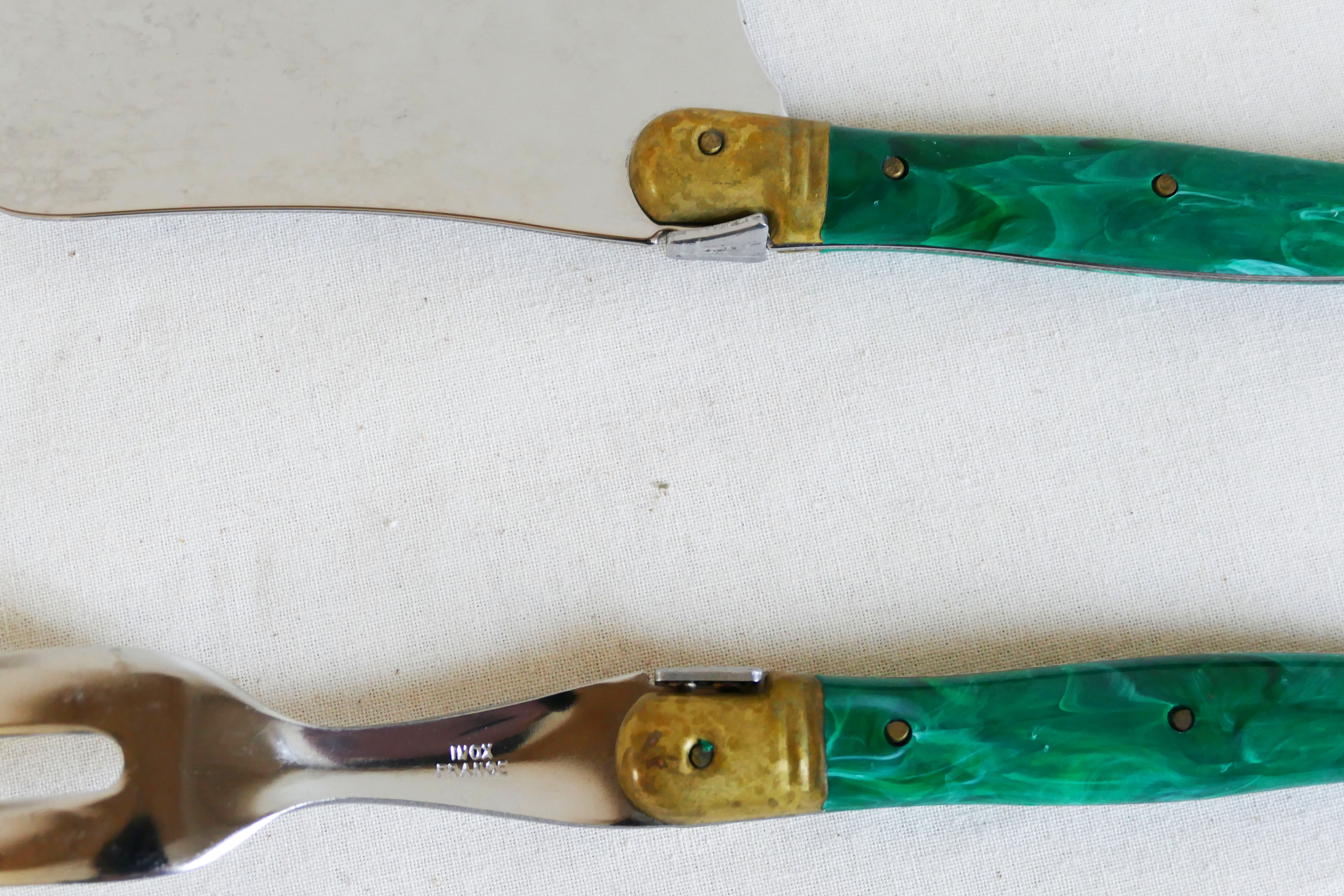 Laguiole couteau et fourchette en acier et laiton