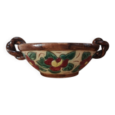 Coupe ancienne en céramique gravée et émaillée