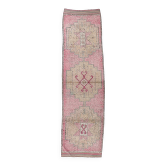3x11 Light Pink Vintage Kitchen Runner Rug, 99x343Cm