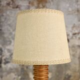 Large turned wood table lamp, France, 1950s