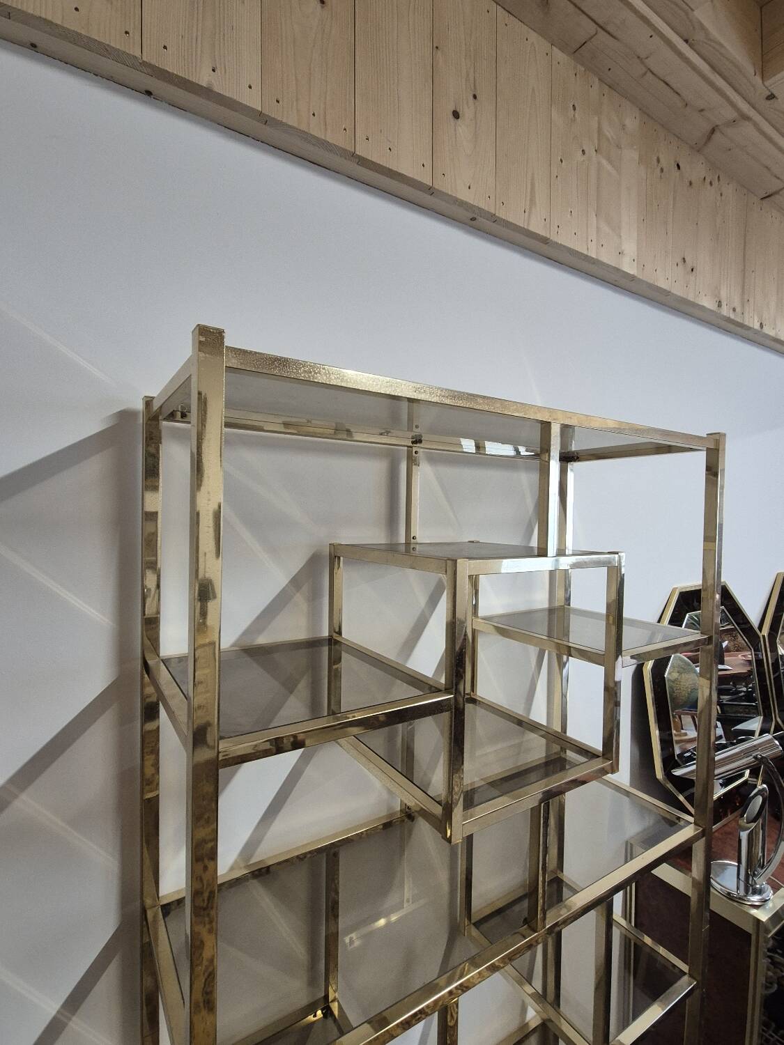 Vintage 1970s golden designer shelf