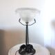 Vintage lamp frosted basin foot with floral decoration design 60s - 70s