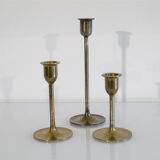 Set of 3 scandinavian brass candlesticks 1960
