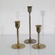 Set of 3 scandinavian brass candlesticks 1960