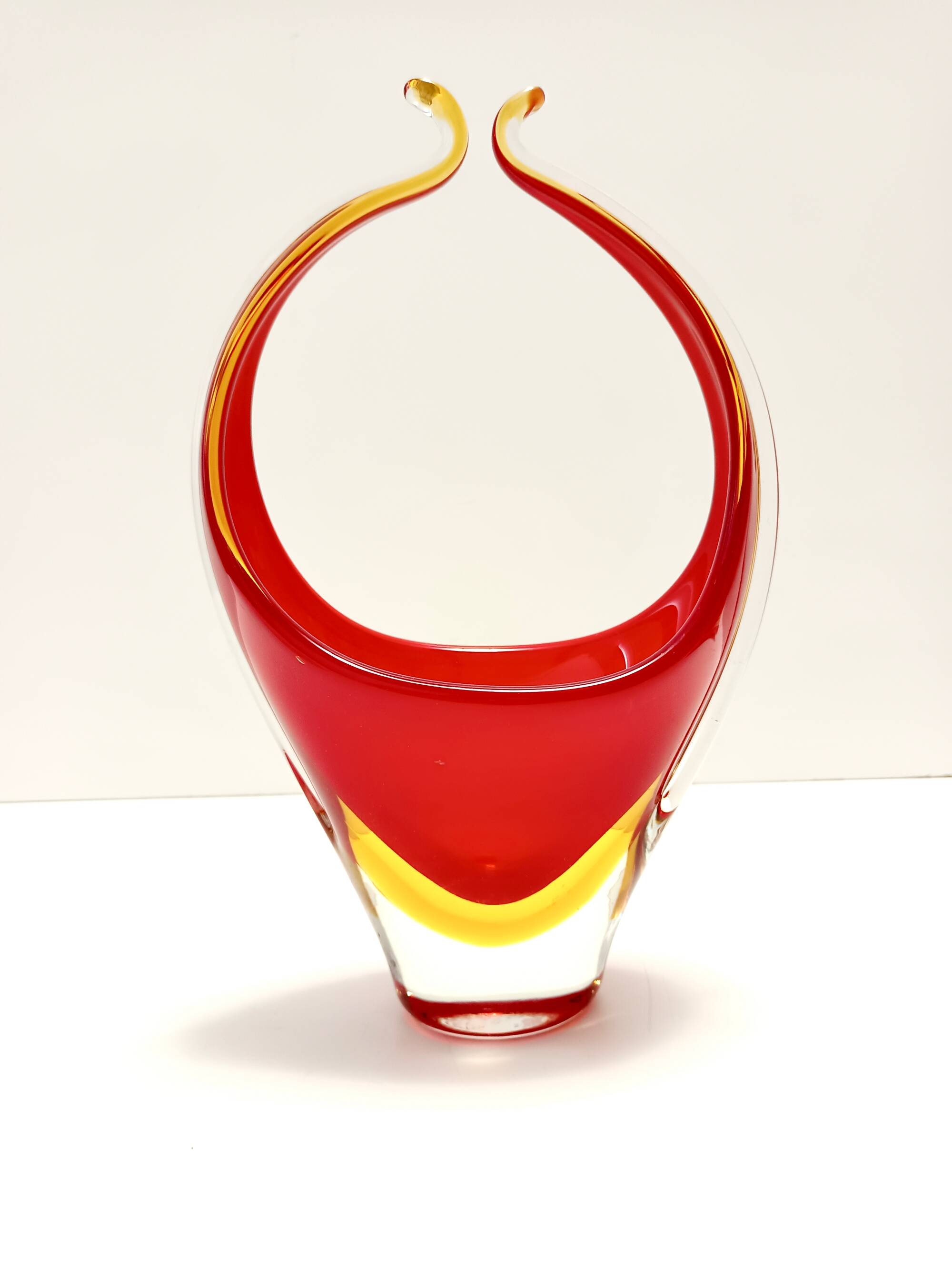 Red and Yellow Sommerso Murano Glass Vase attr. to Flavio Poli, Italy