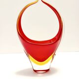 Red and Yellow Sommerso Murano Glass Vase attr. to Flavio Poli, Italy