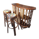 Rattan bar with stools
