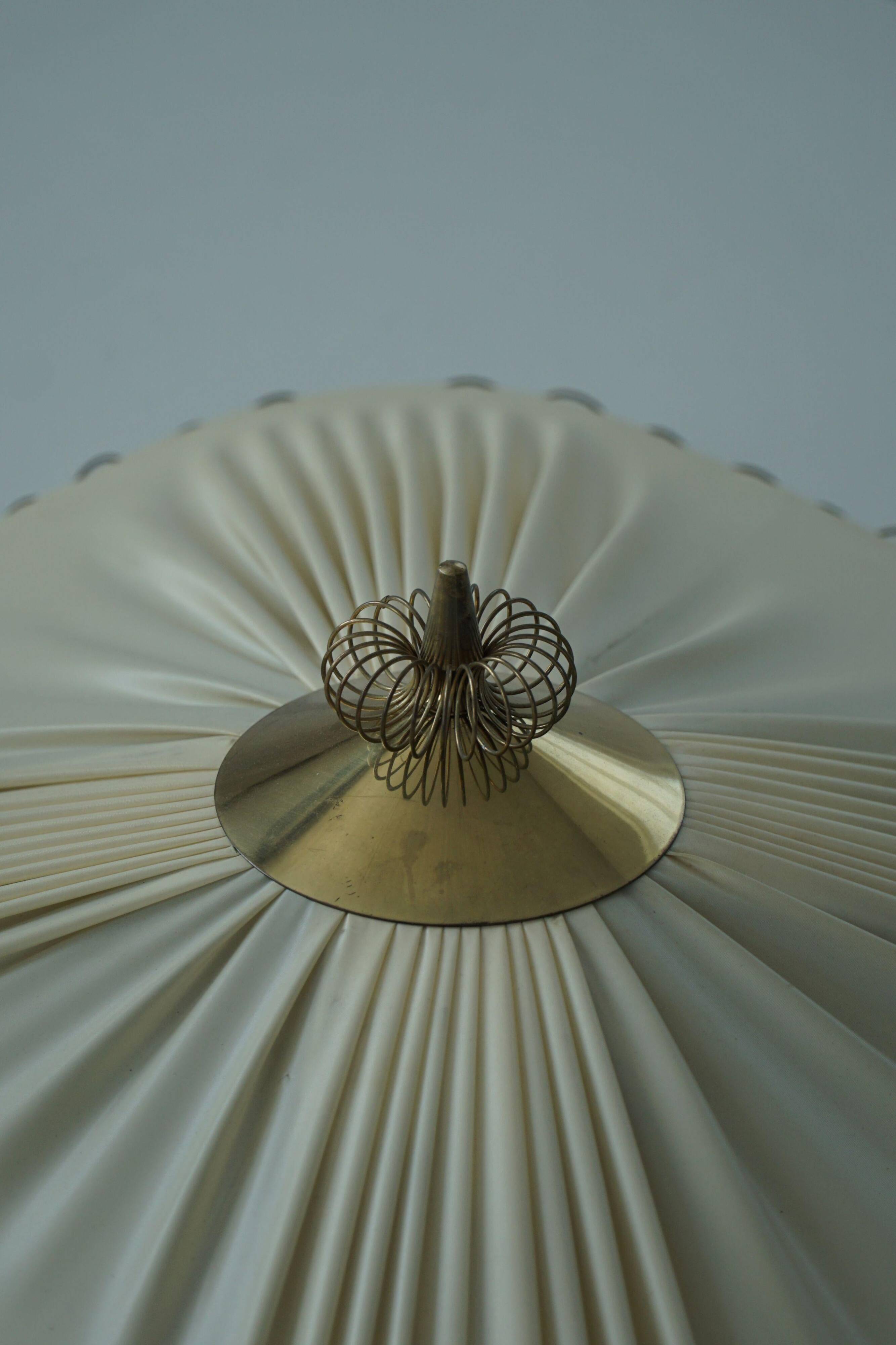 Swedish mid-century ceiling lamp with brass details, 1950s.