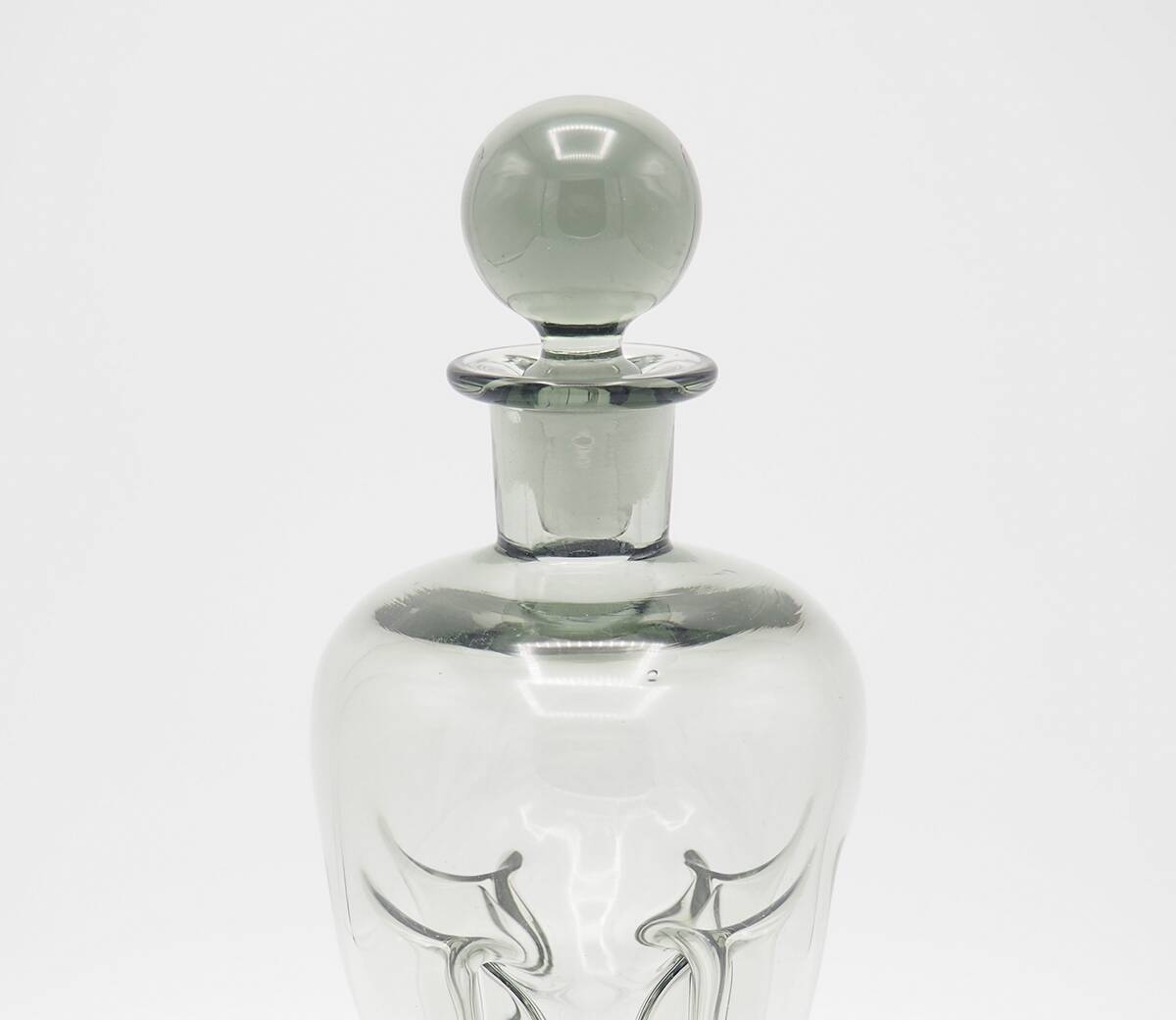 Decanter and Cordial Glasses in Grey Smoked Glass from Holmegaard Denmark, 1950s, Set of 7