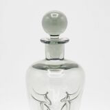 Decanter and Cordial Glasses in Grey Smoked Glass from Holmegaard Denmark, 1950s, Set of 7