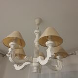 White wooden chandelier 5 branches
